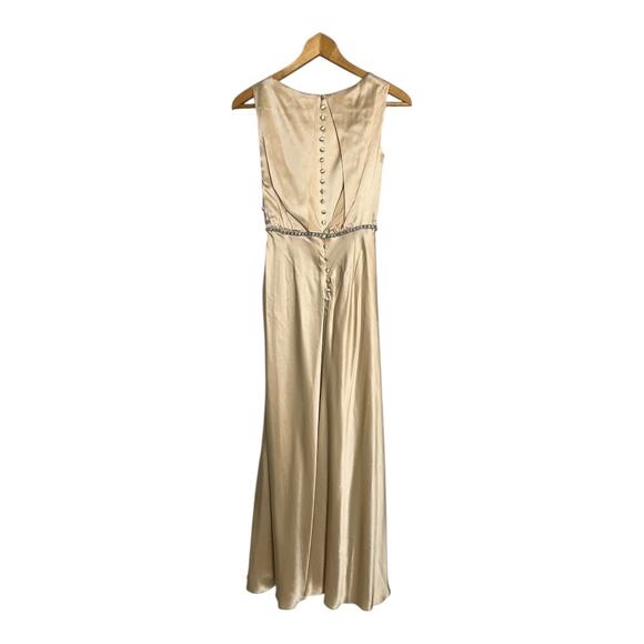 Aidan Mattox 100% Silk Formal Dress Gown Gold Prom Homecoming Wedding Small - Picture 7 of 11